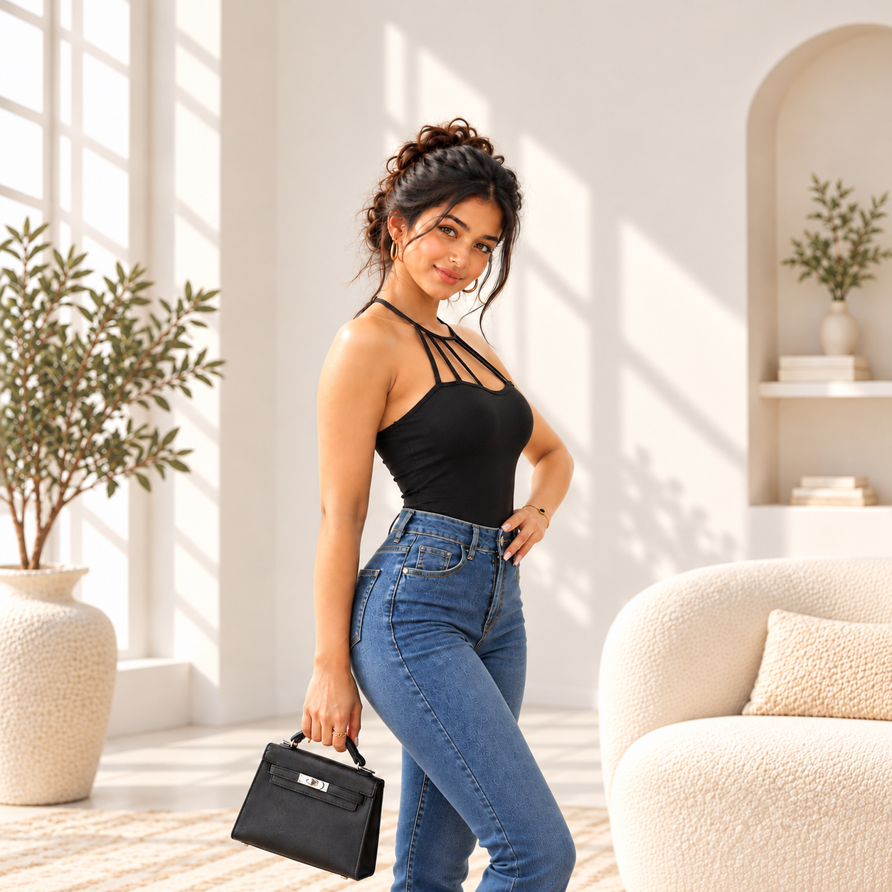 Black Backless Slim Fit Top side Black Backless Slim Fit Top side